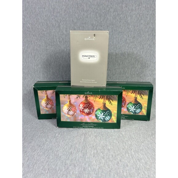 NEW Hallmark 9 Illuminations Snowflake Snowballs Strings Ornament & Power Box - Picture 14 of 16